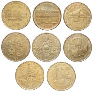 lotto di 8 monete da 200 Lire - presenti ... 