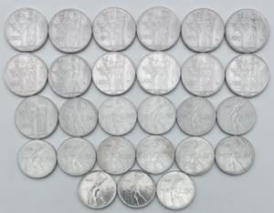 Lotto di 27 monete da 50 lire (1954-1967) e ... 