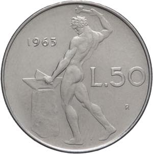 Repubblica italiana - 50 lire 1963 - Vulcano ... 