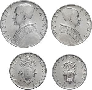 lotto 4 monete Pio XII ... 