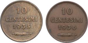lotto 2 monete da 10 Centesimi 1935-1936 - ... 