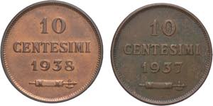 lotto 2 monete da 10 Centesimi 1937-1938 - ... 