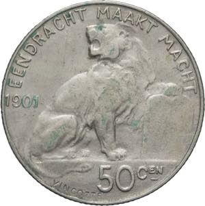 Belgio 50 Centimes 1901 - Leopoldo II (1865 ... 