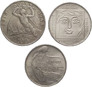 Cecoslovacchia - lotto di 3 monete, 25 e due ... 