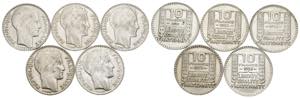 Francia - lotto di 5 monete da 10 Franchi - ... 