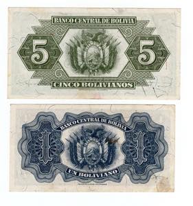 Bolivia - lotto di 2 banconote 1928 - anni e ... 