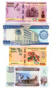 Burundi - lotto di 4 banconote - anni e ... 