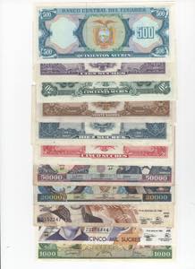 Ecuador - lotto di 11 banconote - anni e ... 