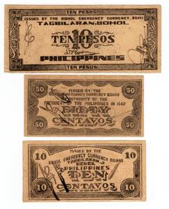 Lotto di 3 banconote Filippine 