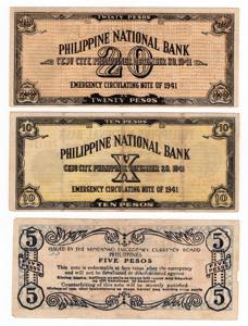 Filippine - lotto di 3 banconote 1941 - ... 