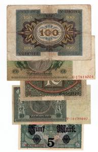 Germania - lotto di 5 banconote - anni e ... 