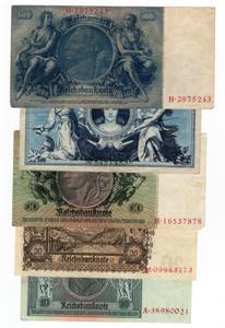 Germania - lotto di 5 banconote - anni e ... 