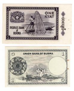Burma - lotto di 2 banconote - anni e ... 