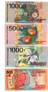 Suriname - lotto di 4 banconote anno 2000 da ... 