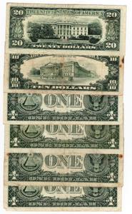 U.S.A. - lotto di 6 banconote da 1 Dollaro - ... 