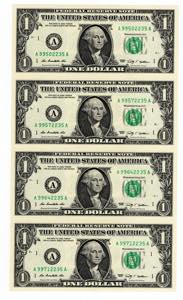 U.S.A. - Serie di 4 Banconote da 1 ... 