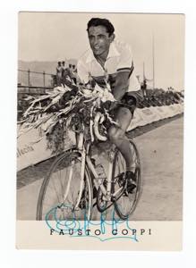Cartolina Fausto Coppi con firma autografa