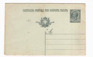 Cartolina postale con risposta pagata 1919 ... 