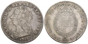 1 Scudo da 6 Lire 1756 - Carlo Emanuele III ... 