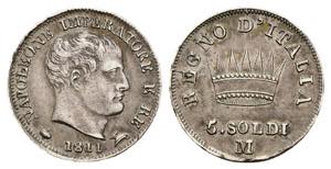 5 Soldi 1811 - Napoleone I Re dItalia (1805 ... 