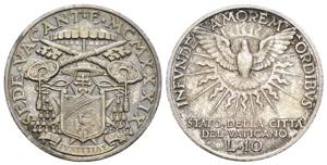 Sede Vacante - 10 lire 1939 - Ag - Gig. 94