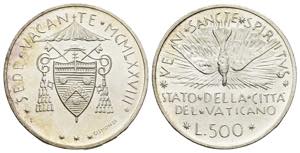 Sede Vacante - 500 lire 1978 - Ag - Gig. 303