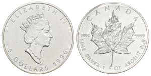 Canada - 5 Dollari 1990 - Foglia dAcero - ... 