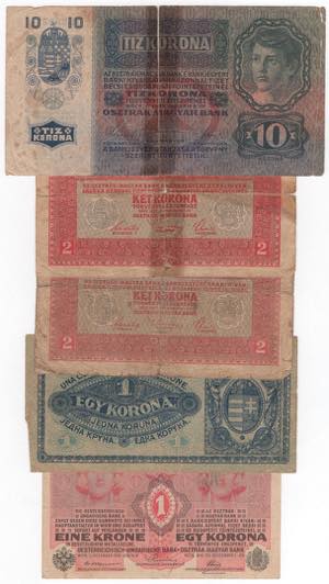 Austria-Ungheria - lotto di 5 banconote