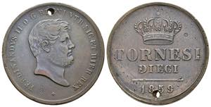 Napoli - 10 Tornesi 1859 - Ferdinando II ... 