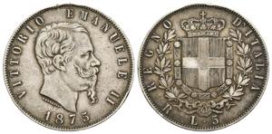 5 Lire 1875 - Vittorio Emanuele II ... 