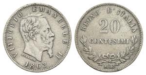 20 Centesimi 1863 -  Vittorio Emanuele II ... 