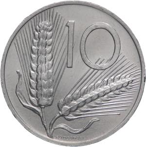 Repubblica Italiana  - 10 lire spiga 1955 - ... 
