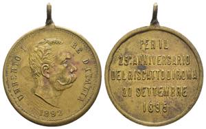Umberto I (1878 - 1900) - Medaglia 25° ... 