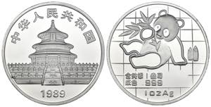 Cina - medaglia Panda 1989 - 1 Oz Ag .999 - ... 