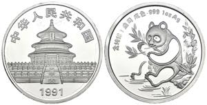 Cina - medaglia Panda 1991 - 1 Oz Ag .999 - ... 