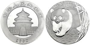 Cina - medaglia Panda 2002 - 1 Oz Ag .999 - ... 