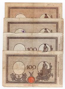 Regno dItalia - Lotto n.4 banconote - 100 ... 