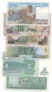 Lotto di 6 banconote area : Africa 