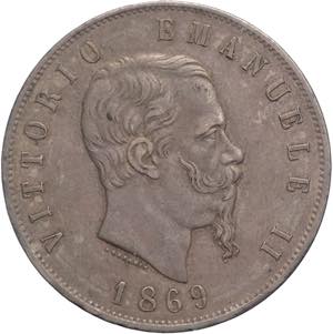 5 Lire 1869 - Vittorio ... 