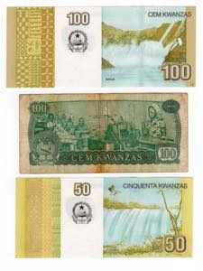Angola - lotto di 3 banconote: 100 Kwanzas ... 