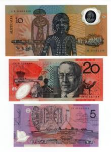 Australia - Lotto di 3 Banconote 20, 10 e 5 ... 