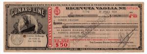Cunard Line - Ricevuta ... 