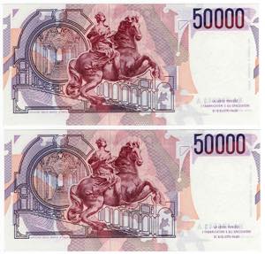 Repubblica Italiana - Lotto 2 banconote ... 