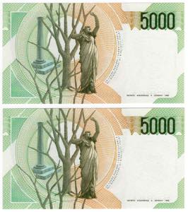 Repubblica Italiana - Lotto 2 Banconote 5000 ... 