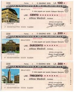 Lotto di 3 assegni Banca ... 