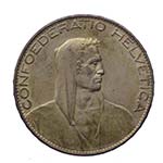 SVIZZERA  - Svizzera - 5 Franchi 1926 - Ag - ... 