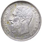 Belgio  - Leopoldo II (1865-1909) 5 Franchi ... 