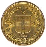 Svizzera  - 20 Franchi 1883 - Au - SLAB PCGS ... 