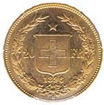 Svizzera  - 20 Franchi 1896 B - Au - SLAB ... 