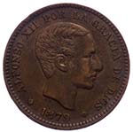 Spagna - Alfonso XII (1874-1885) 5 Centimos ... 